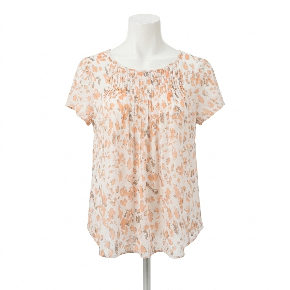 NEW MYSTREE womens cap sleeve blouse in orange cream